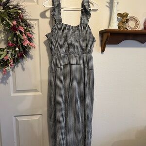 Old Navy - Navy and White Gingham Midi Dress